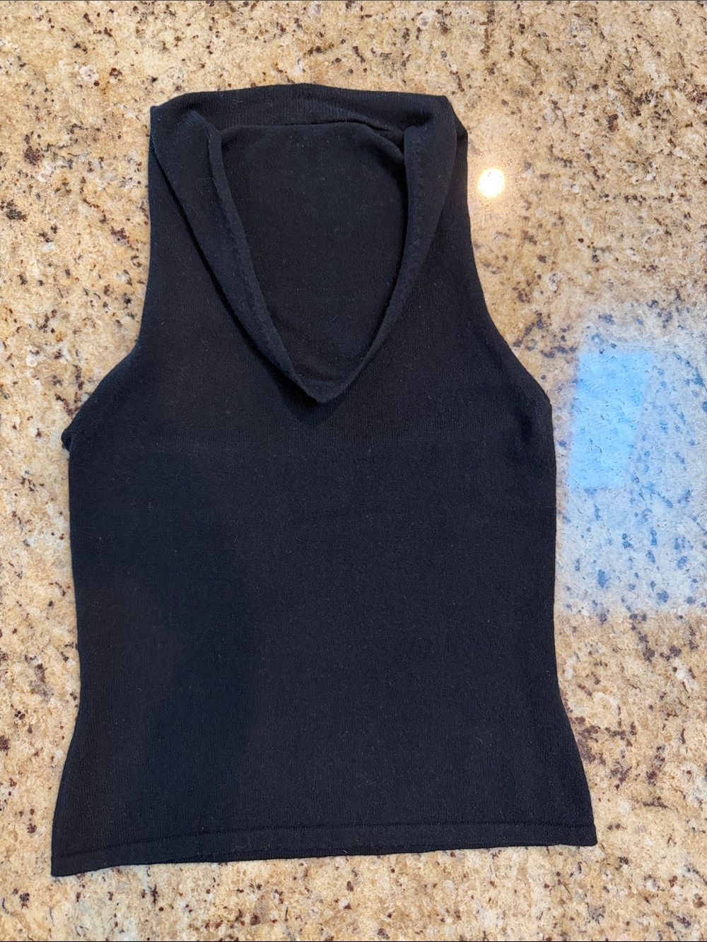 Autumn Cashmere 100% Pure Cashmere Black Cowl Neck Halter Top Tank - Small